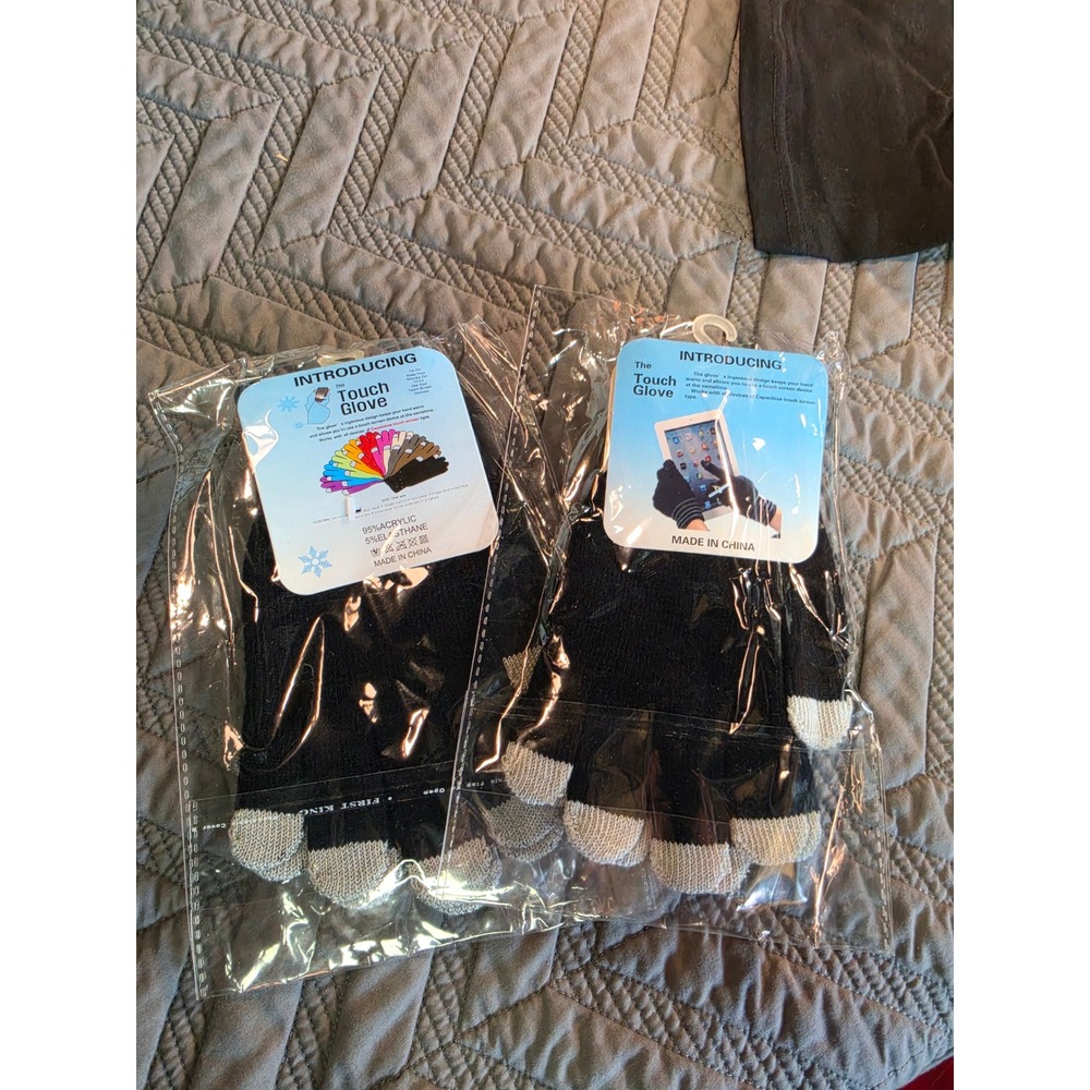 Lot of 2 The Touch Glove Magic Touch Screen Texting Gloves Black Gray Small